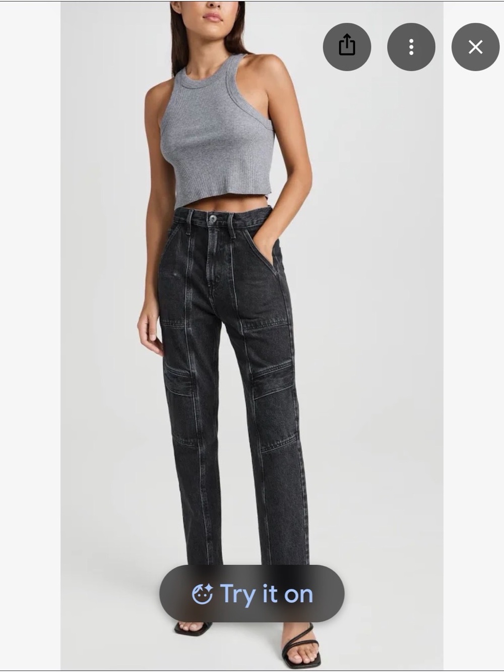 Agolde Black Straight Leg Patch-Stitch Jeans